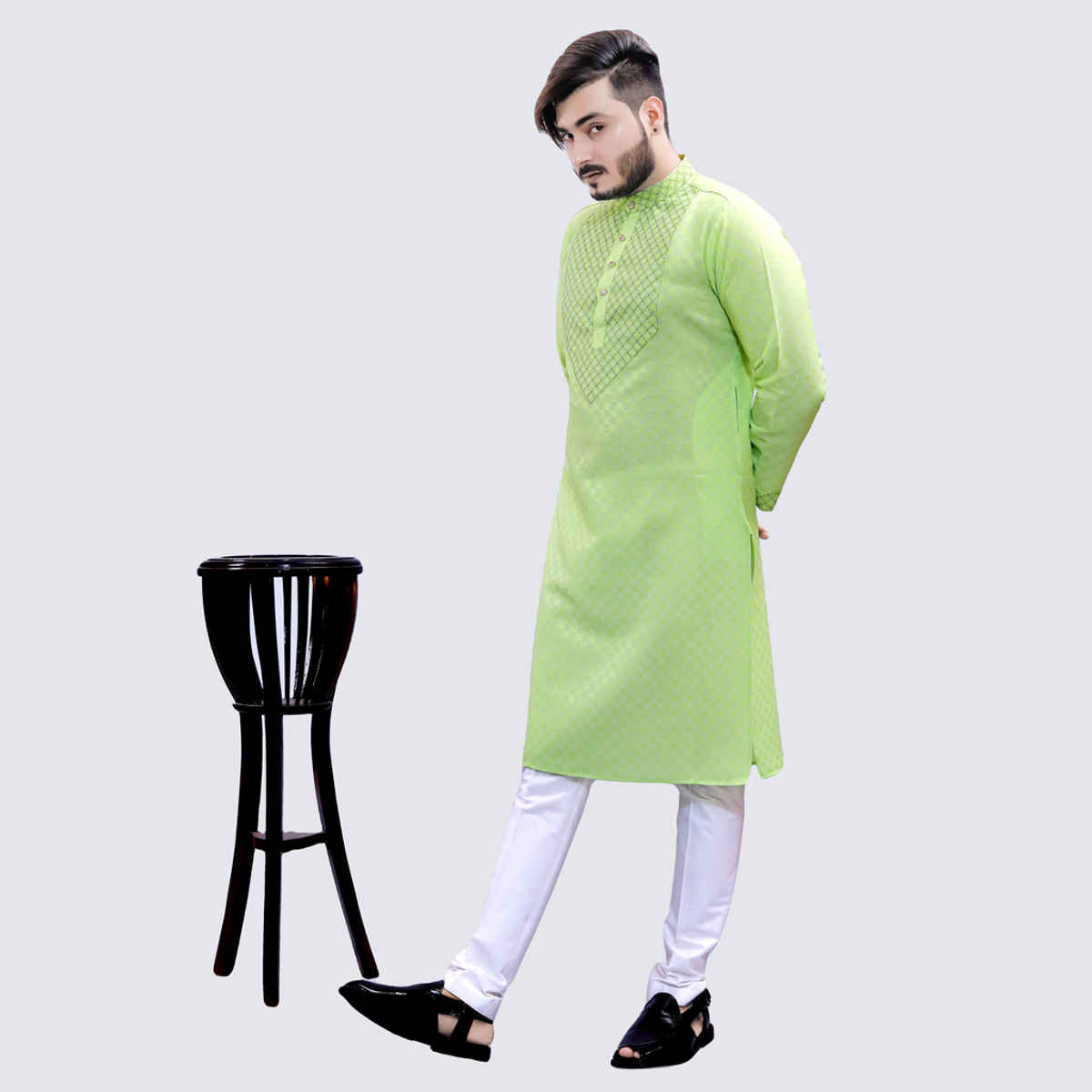 Tibra Collection Men Straight Kurta - Green | Designer | Cotton Blend | XXL