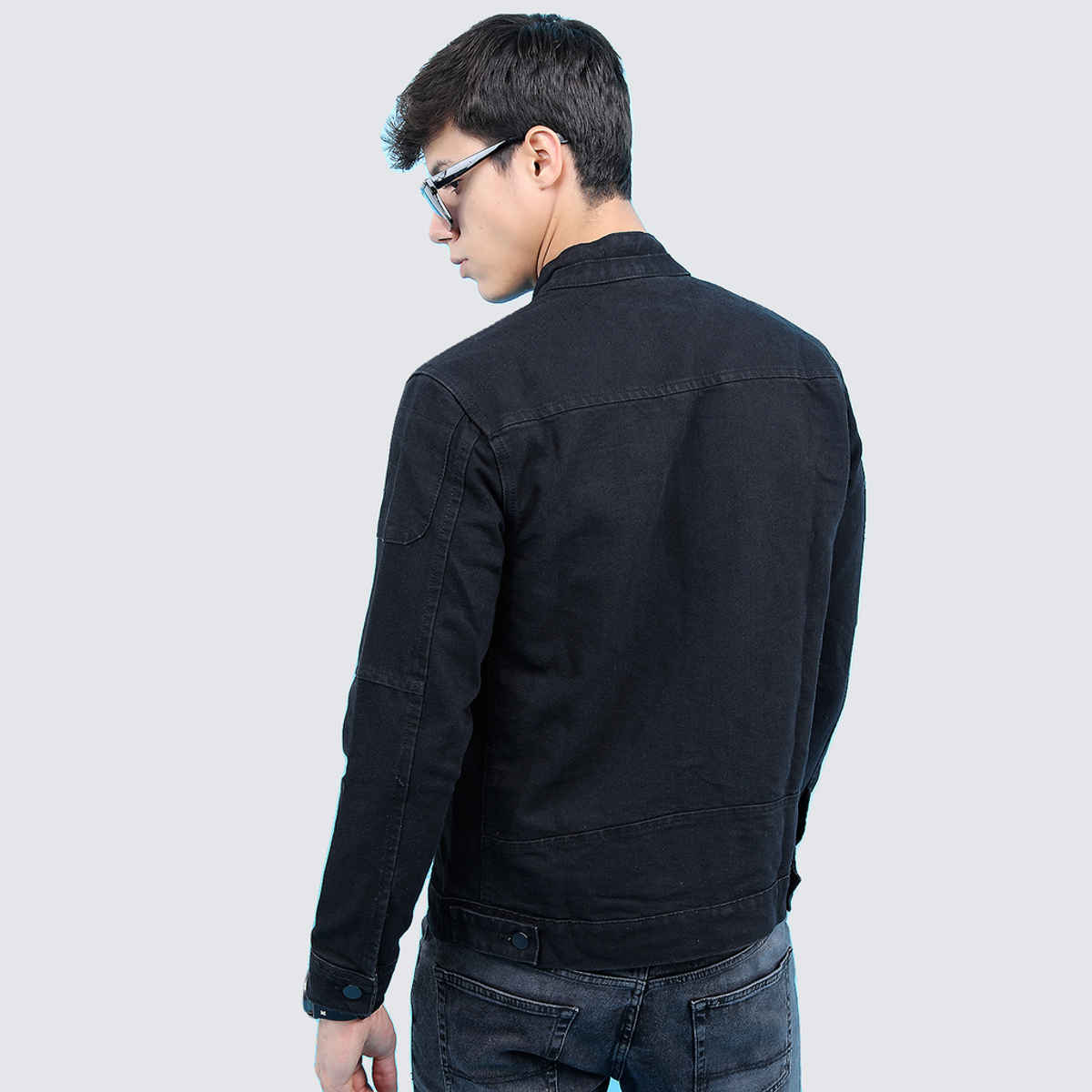 Highlander Men's Black Solid Denim Jacket | Black - M