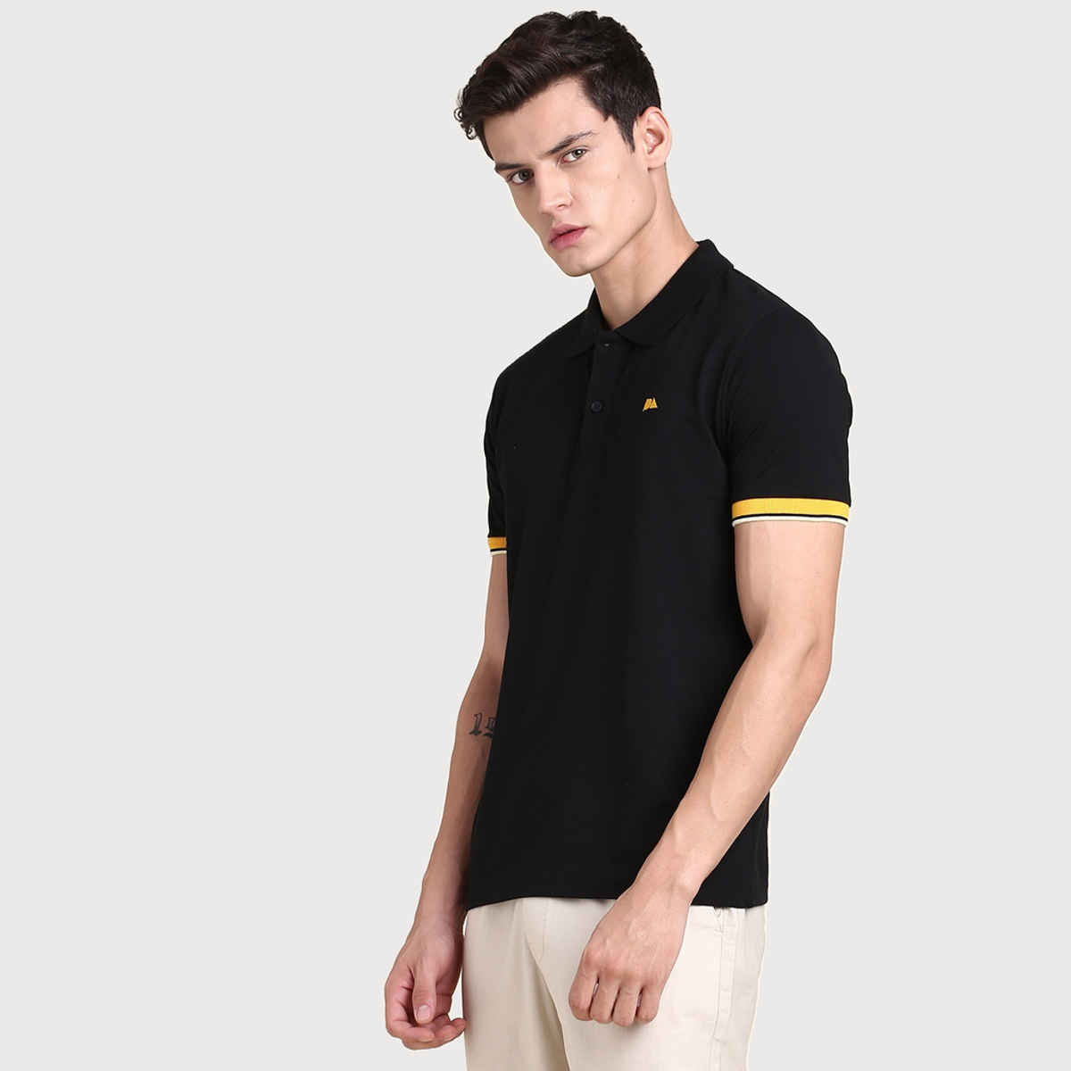 Dennis Lingo Men's' Solid Polo T-shirt | Black | L