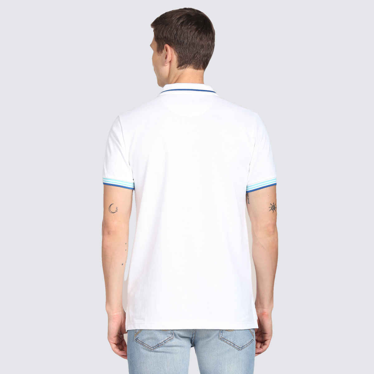 U.S. Polo Assn. Men's Striped Hem Cotton Polo Shirt | White - L