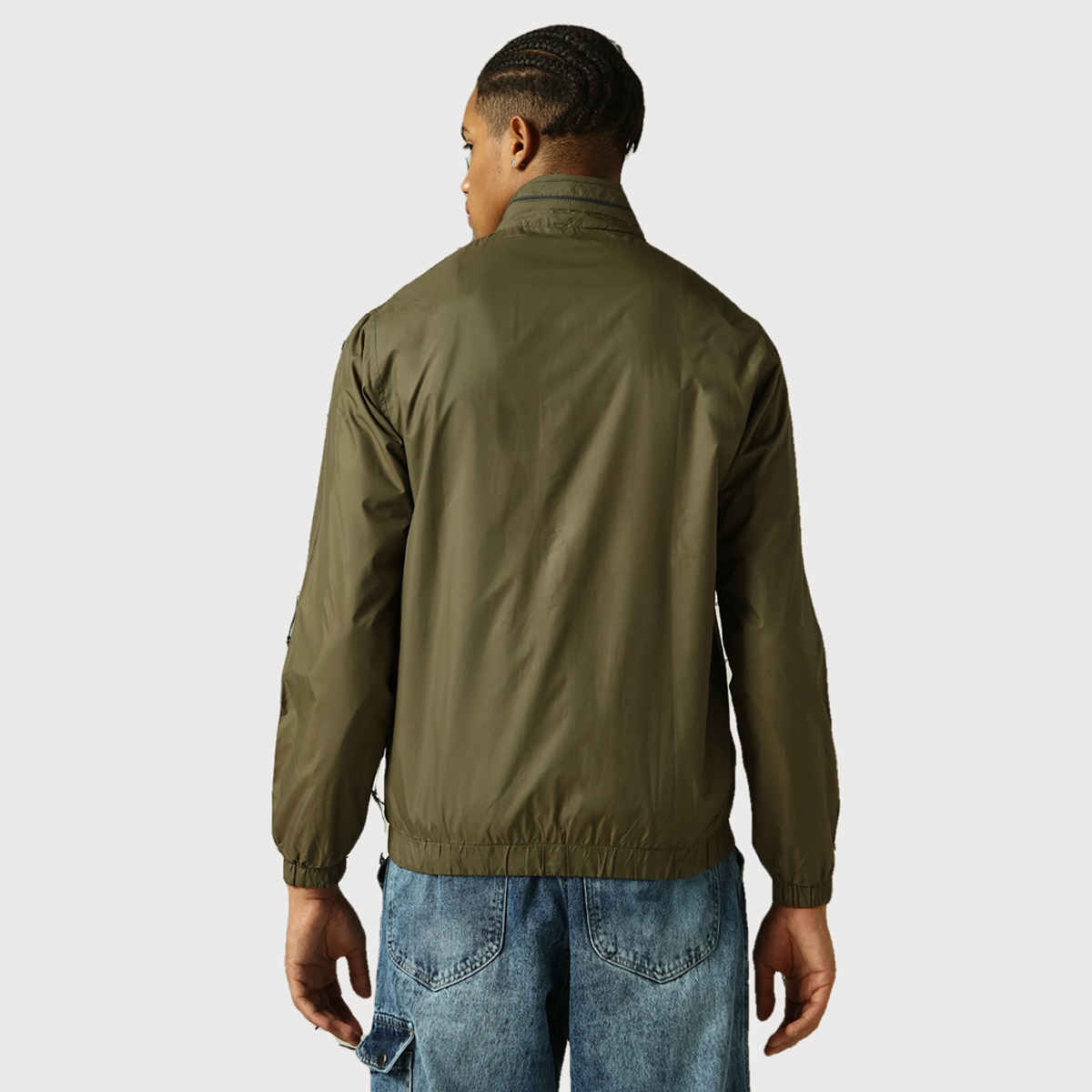 Hubberholme Men's Lightweight Relaxed Fit Reversible Windcheater Jacket | Olive - L