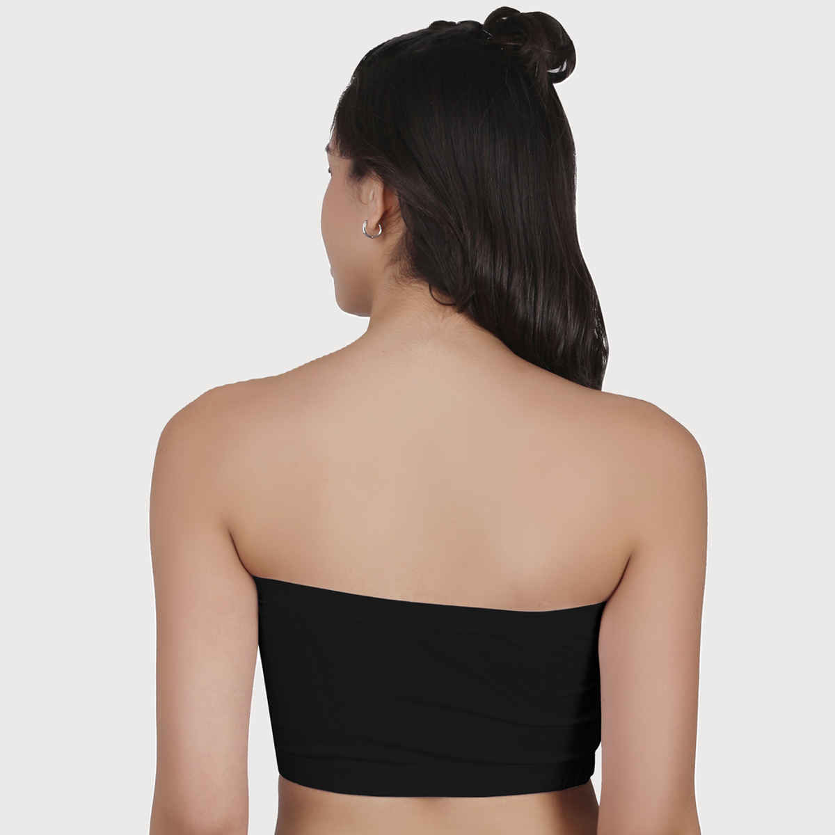 D'chica Cotton Strapless Tube Bra For Womens| Bandeau Bra with Removable Pads | Black | L
