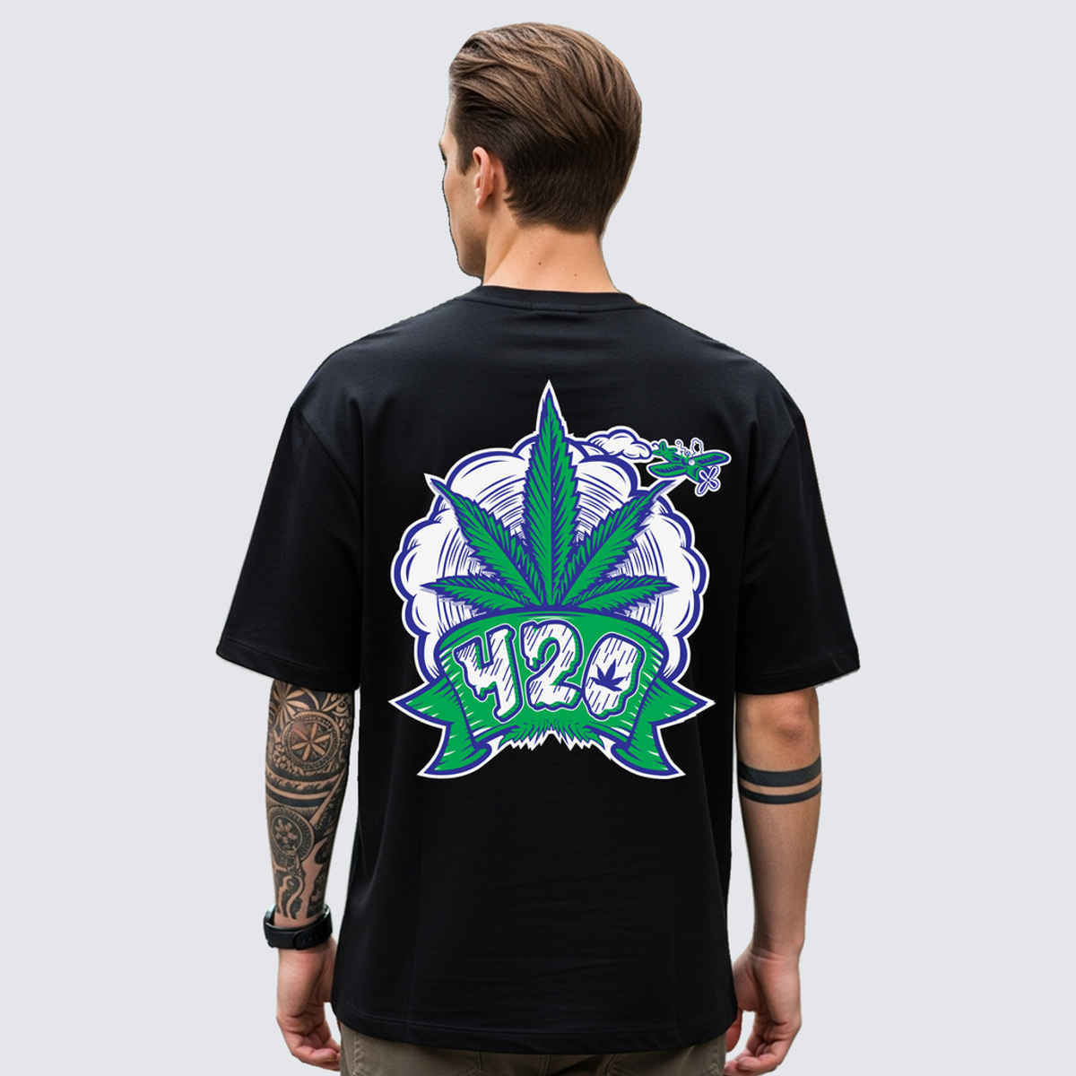 BENNY BROOKS Men's Round Neck half sleeve Oversized T-shirt |AA(ARN)BLACK138 | Black - XL