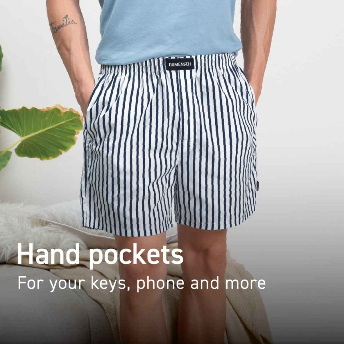 DaMENSCH Men's Cotton Boxer Shorts | White - M