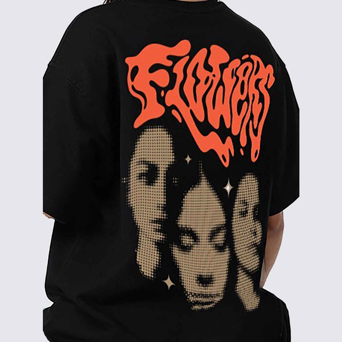 De Tees Women's Oversize Flower T-shirt | Black - M