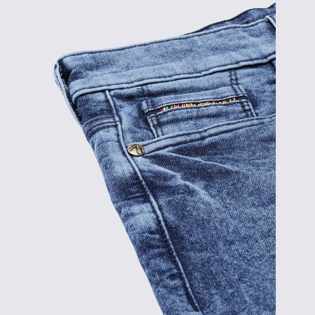 The Indian Garage Co Men's Slim Fit Solid Casual Jeans | Blue - 34