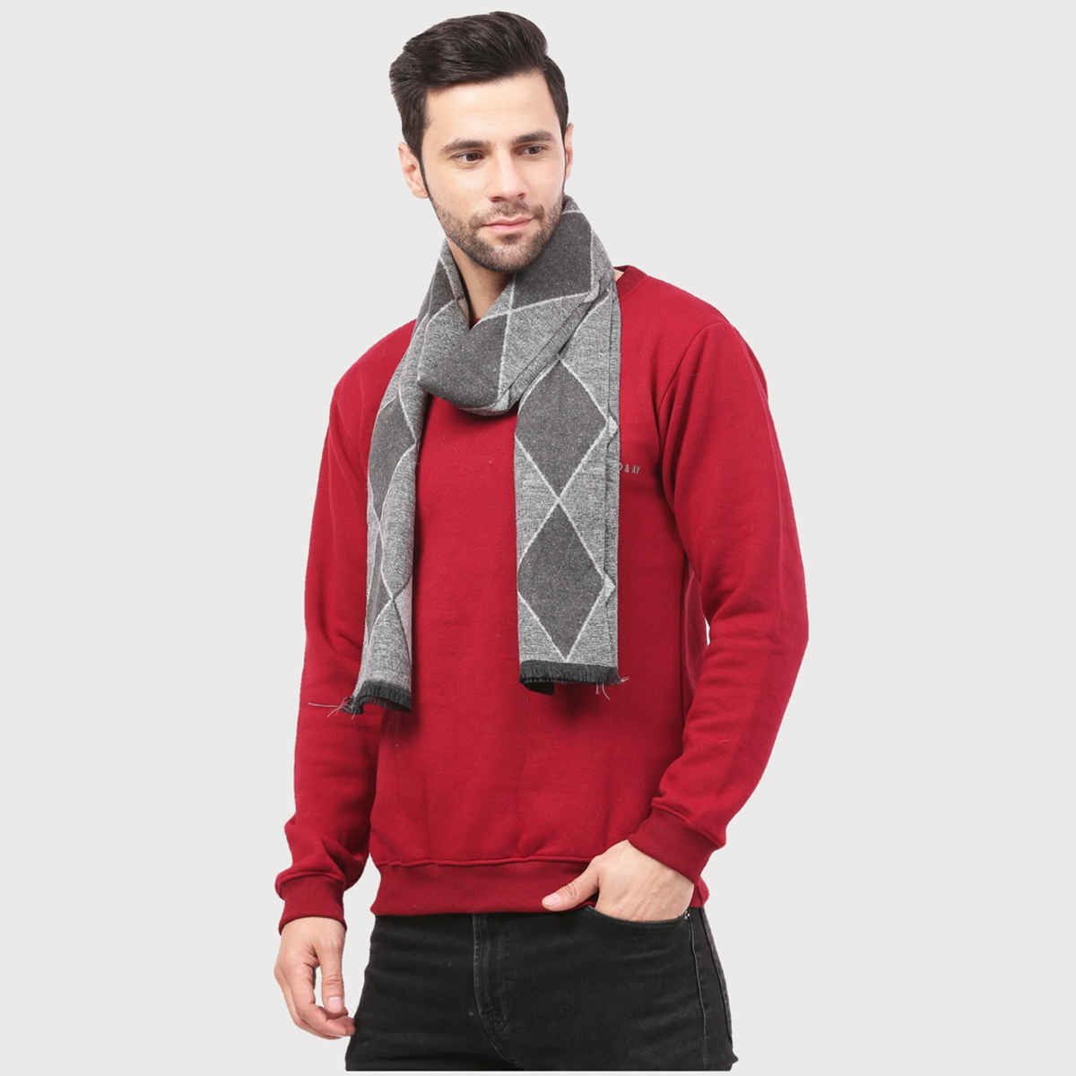 Calvadoss Unisex Patterned Acrylic Muffler | CALMUF149907 | Grey