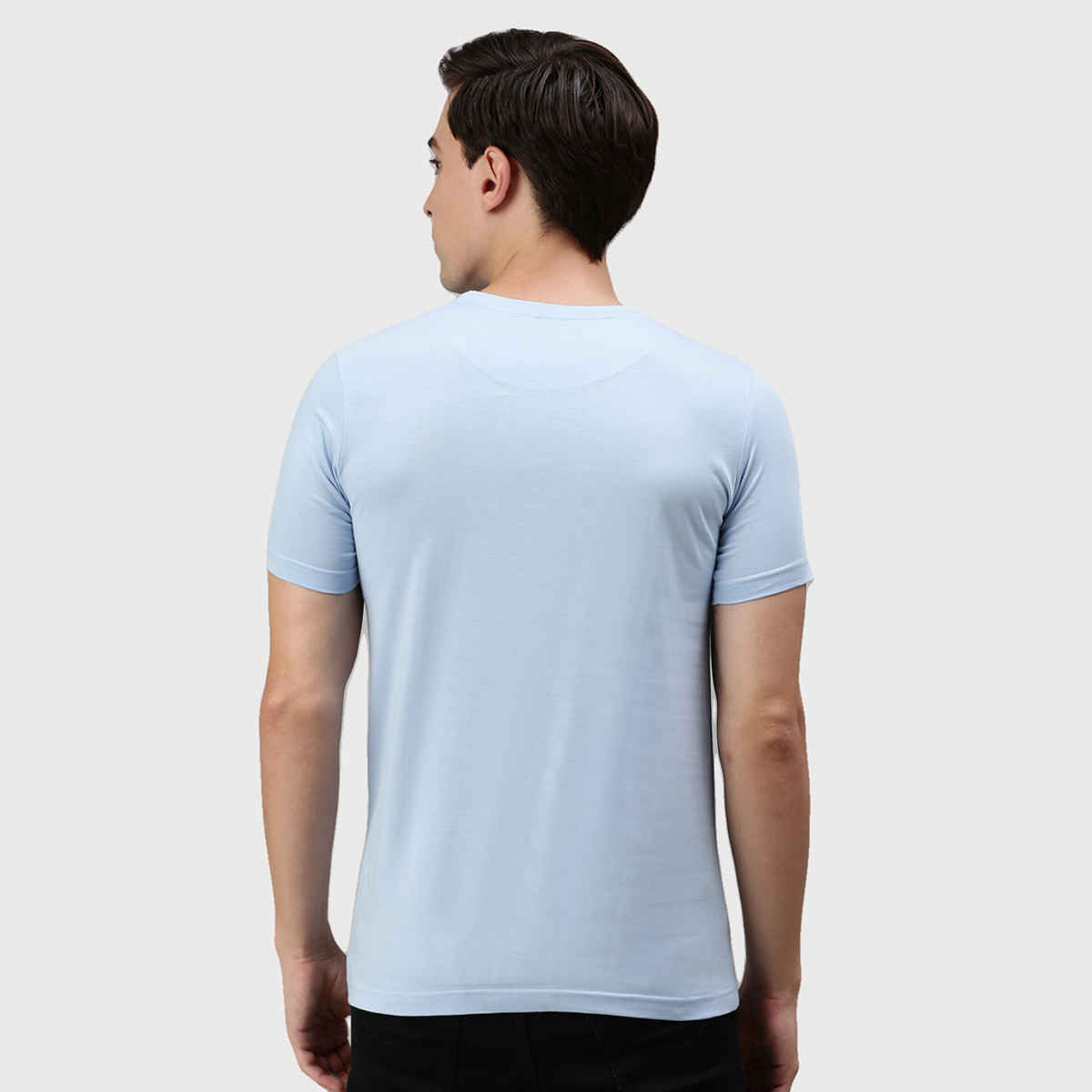 Onn Men's Platina Pure Comfort Supima Cotton Round Neck T-Shirt | Light Blue - M