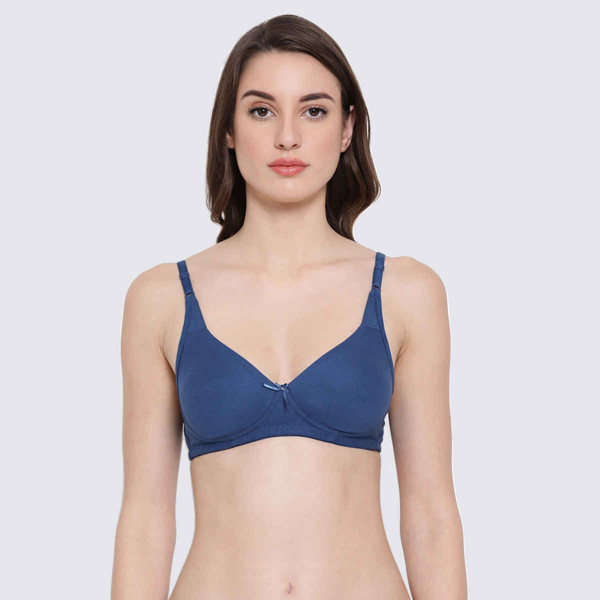 Clovia Women T-Shirt Bra Non-Padded Non-Wired Full Coverage | Blue, Black | 36D