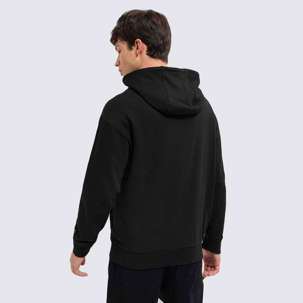 The Bear House Men's Relaxed Fit Hoodie with Scenic Graphic and ELEVATED Text | Black - L