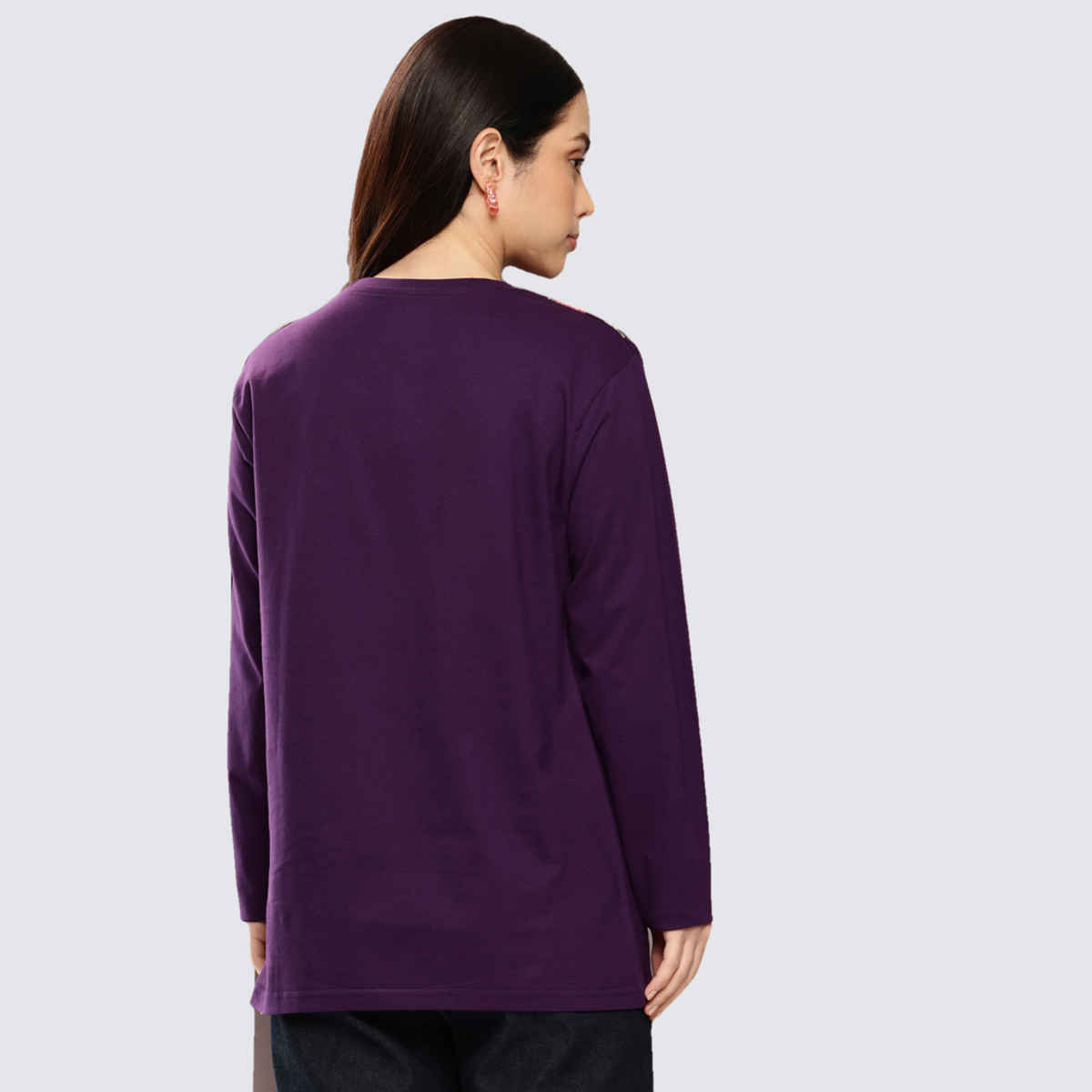 Dillinger Women's Long Sleeve Oversized Printed T-shirt | Lavender - M