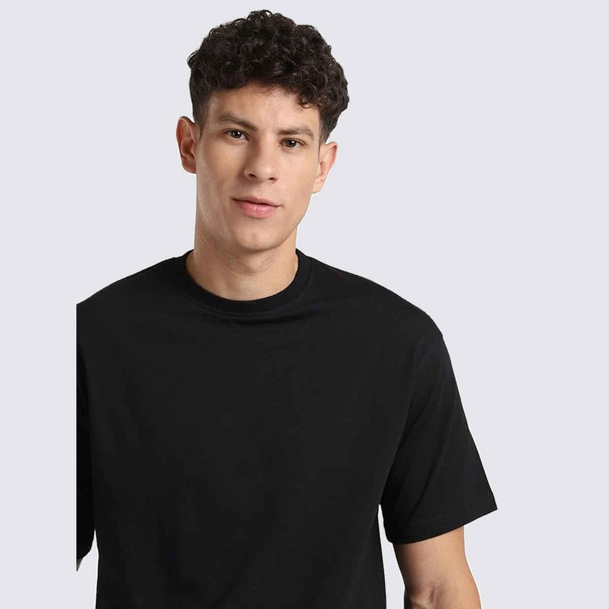 Nobero Men's Oversized Solid T-shirt | Black - M