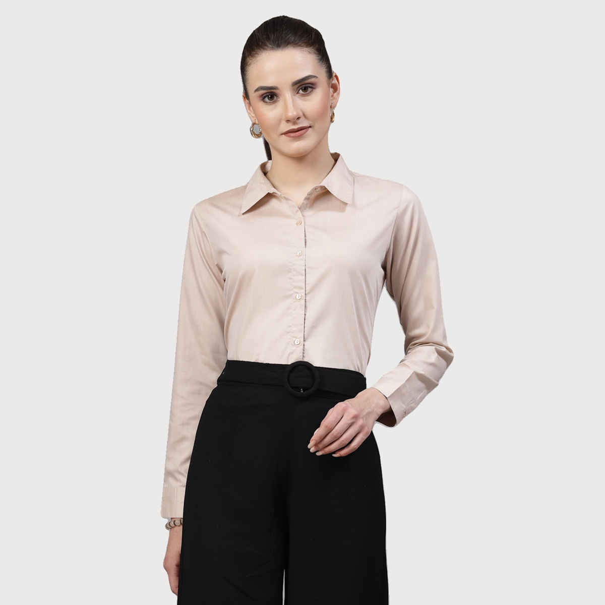 Style Quotient Women Solid Beige Regular Casual Shirt | L | AW23SQARTHACHAM - Beige