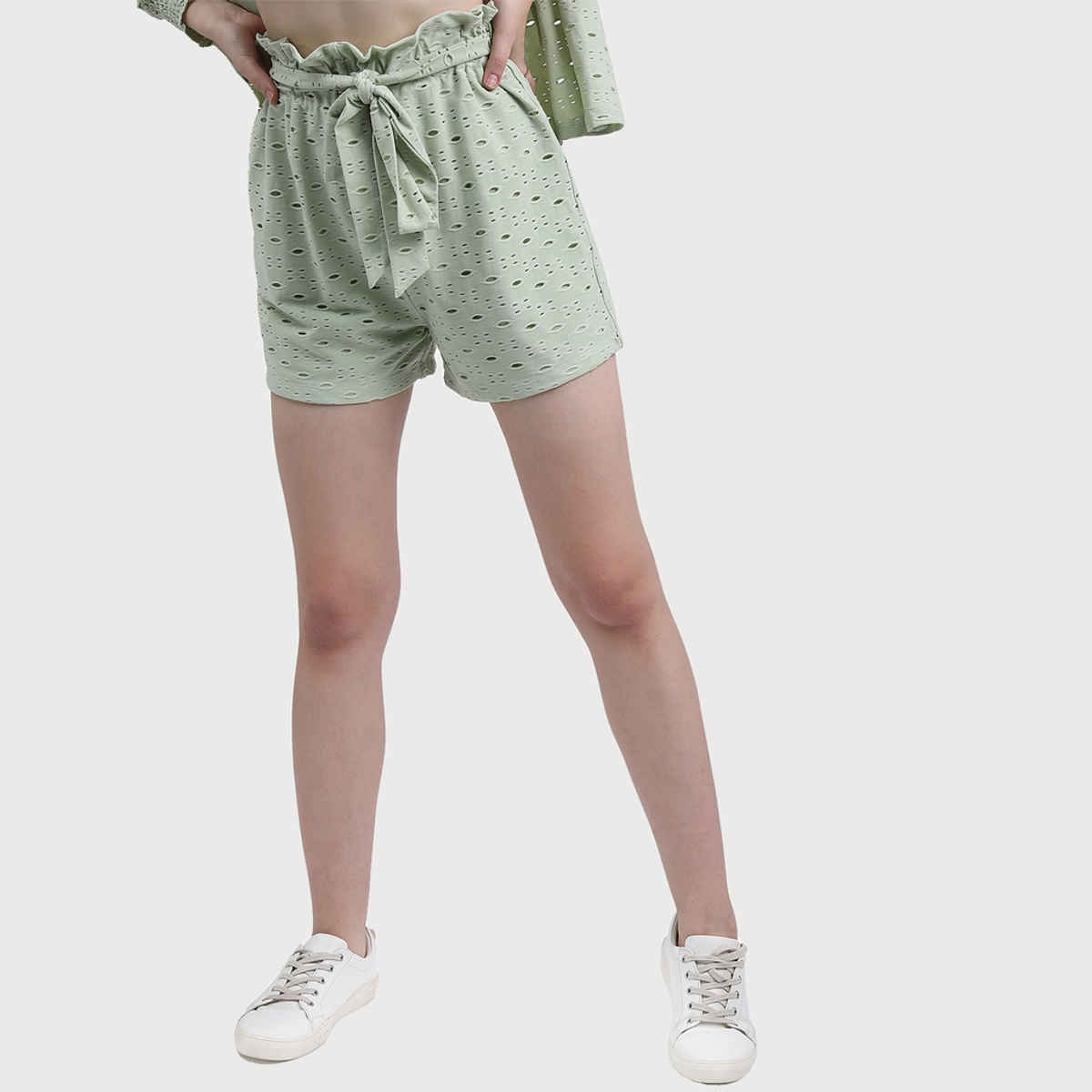 Ketch Women Self Design Regular Fit Shorts | Green | 28