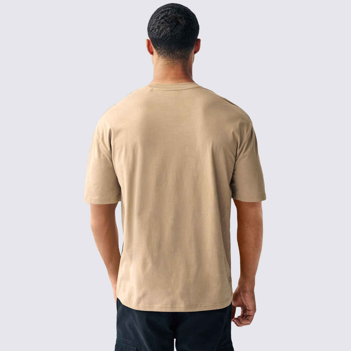 Urbano Fashion Men's Oversized Solid Round Neck Half Sleeve Cotton T-Shirt | Ginger Brown - L