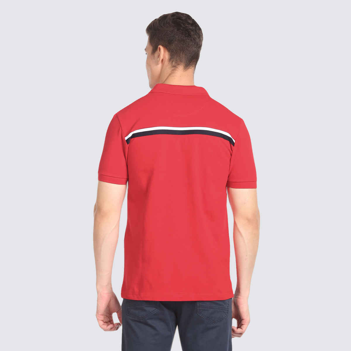 USPA Solid Pique Cotton Polo T Shirt For Men - Red - L