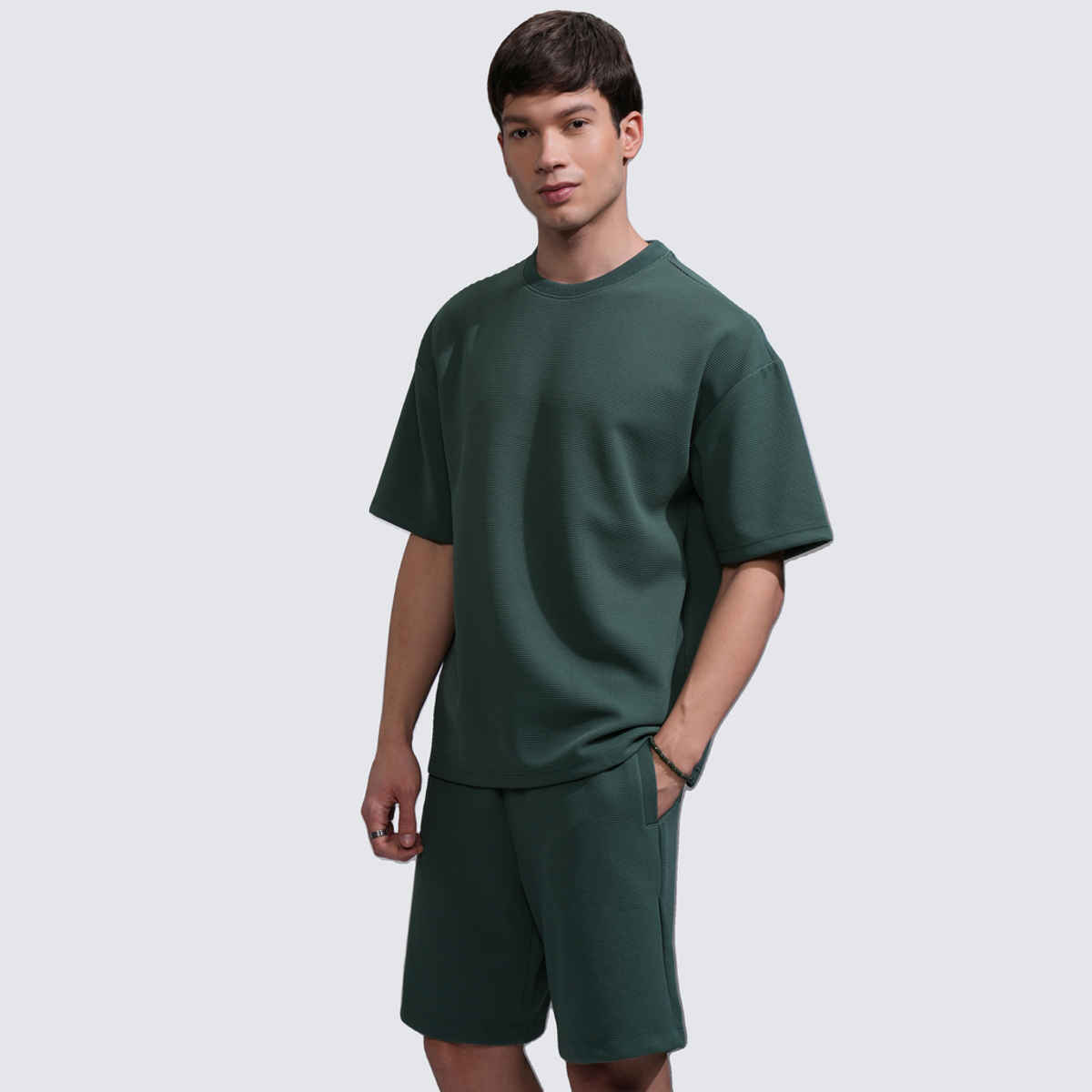 Highlander Men's Co-ord Set Textured Oversized Drop Shoulder | Teal - XL