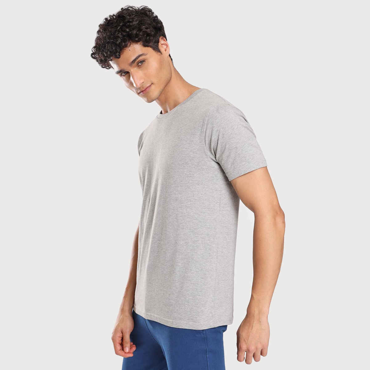 Nobero Men's Plain Classic Fit T-shirt | Grey Melange - XL
