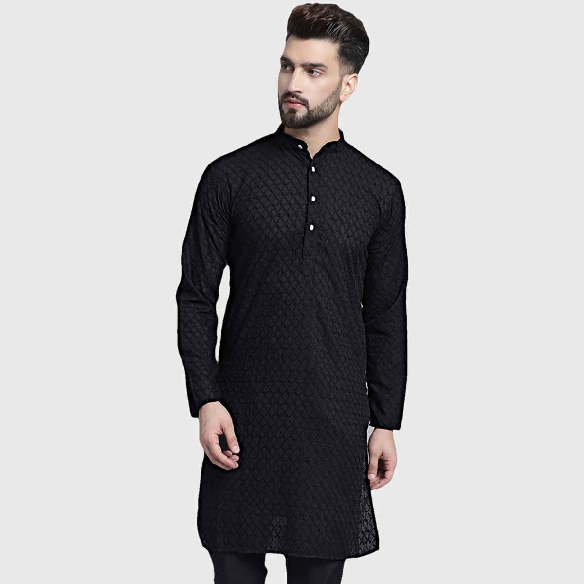 Jompers Men's Kurta | Ko 561 | Black - S