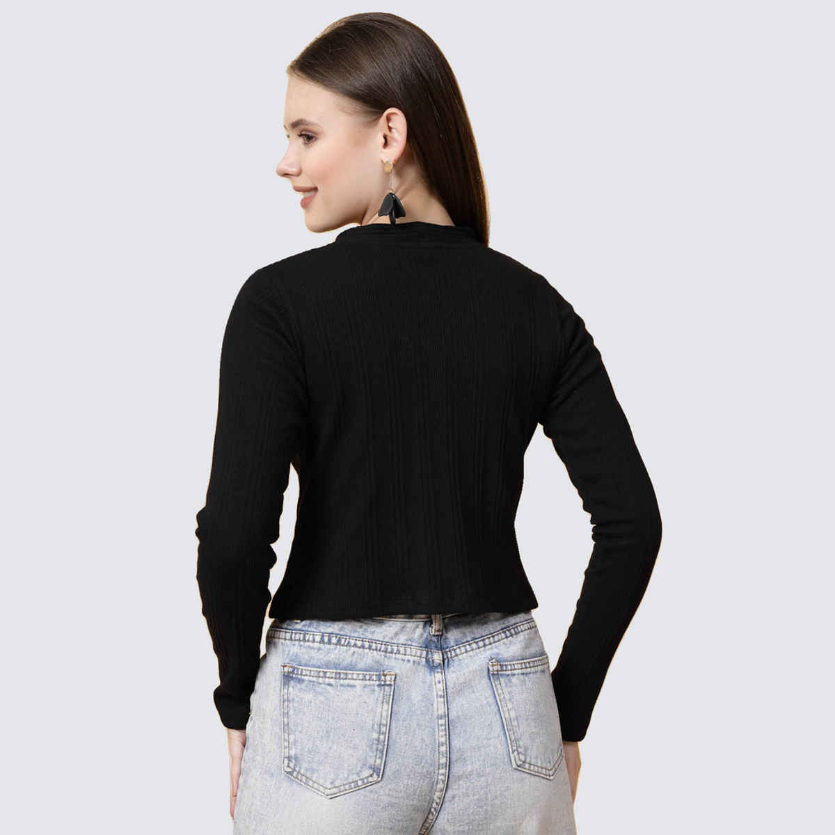Rigo Women Rib Crop Top | Black - S