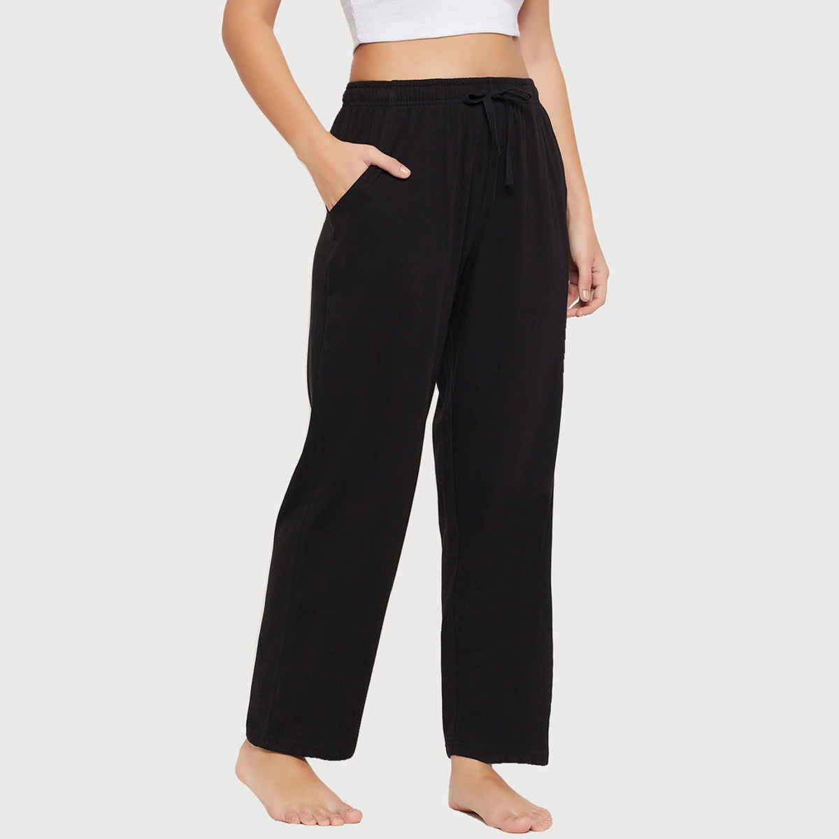Clovia Women's Cotton Rich Pyjama | Black - S