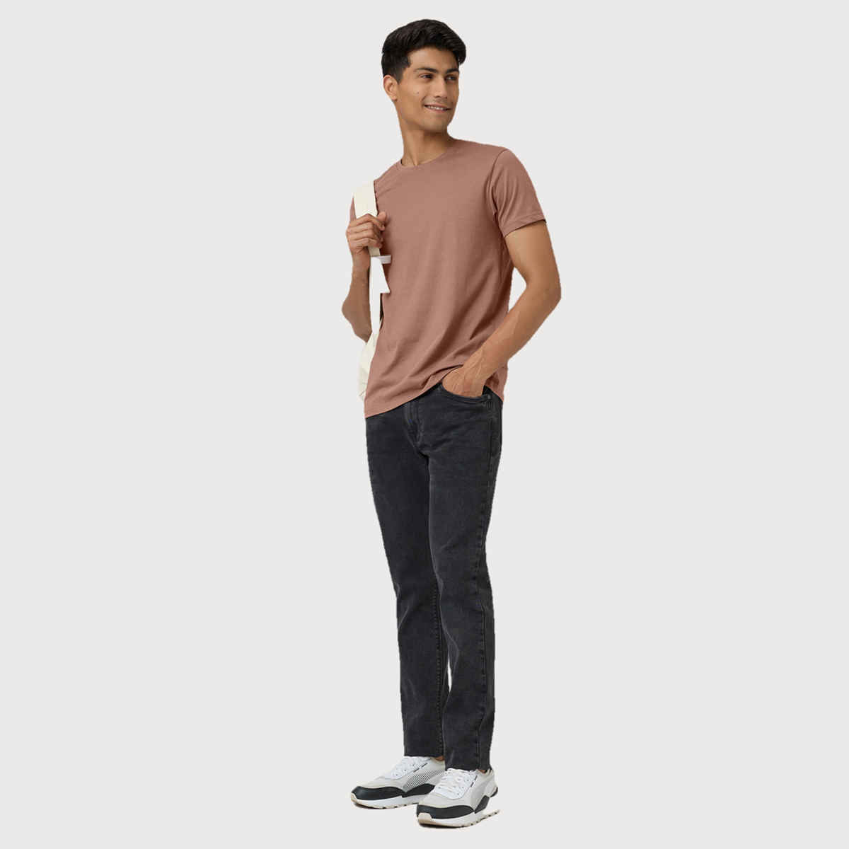 XYXX Pace Round Neck T-shirt - Brown Latte | Super Combed Cotton | M