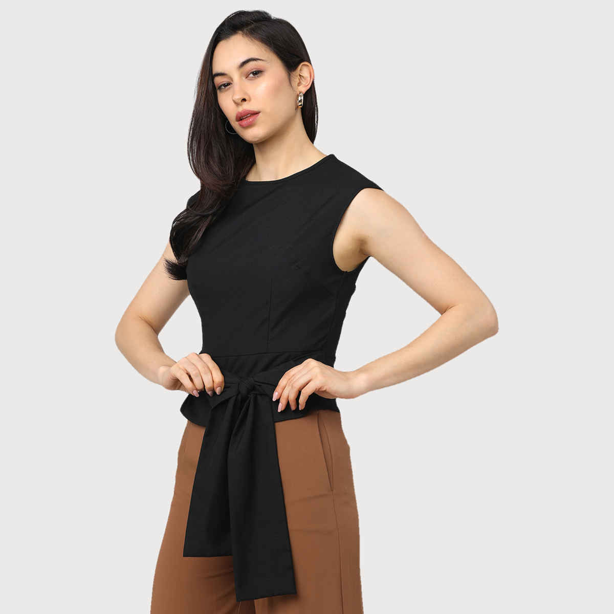 Tokyo Talkies Women's Solid Casual Top | Black - S