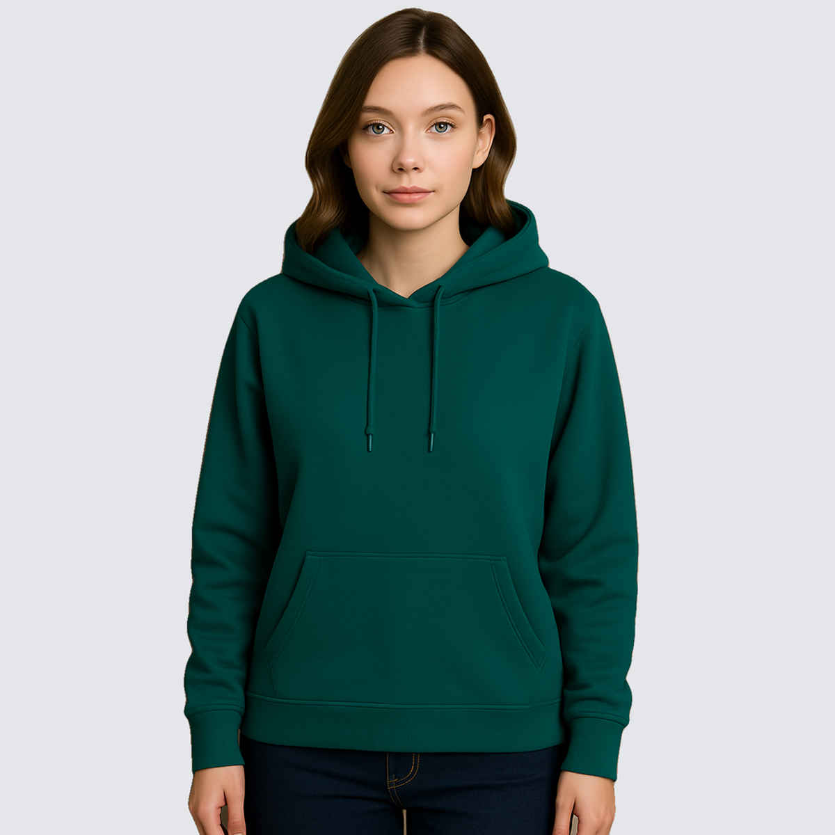 Try This Women's Full Sleeve Printed Hooded Sweatshirt | Green - M