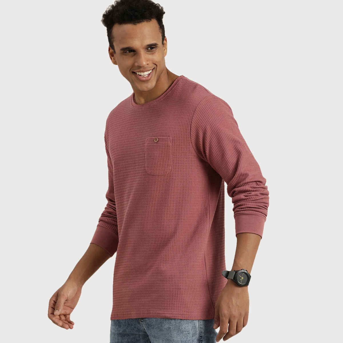 Dillinger Men's Long Sleeve T-shirts | DLGRFS031WRS | Withered Rose - L
