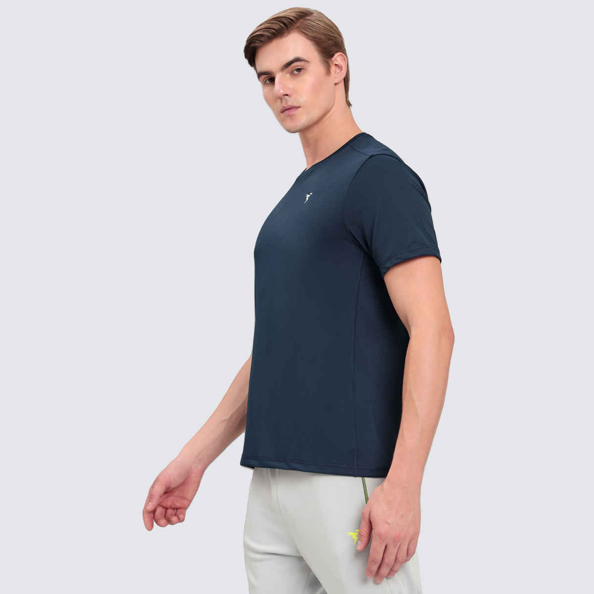 Technosport Men's Poly Solid Slim Fit Round Neck Sports T-shirt | Navy - 2XL