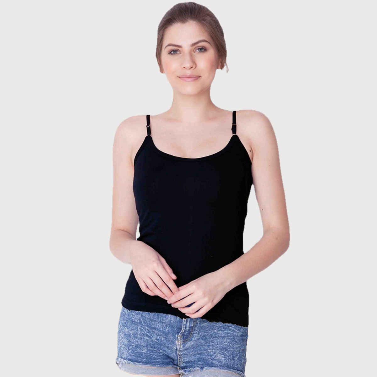Dollar Missy Women's Combed Cotton Camisole | Pack Of 2 | Black | XXL