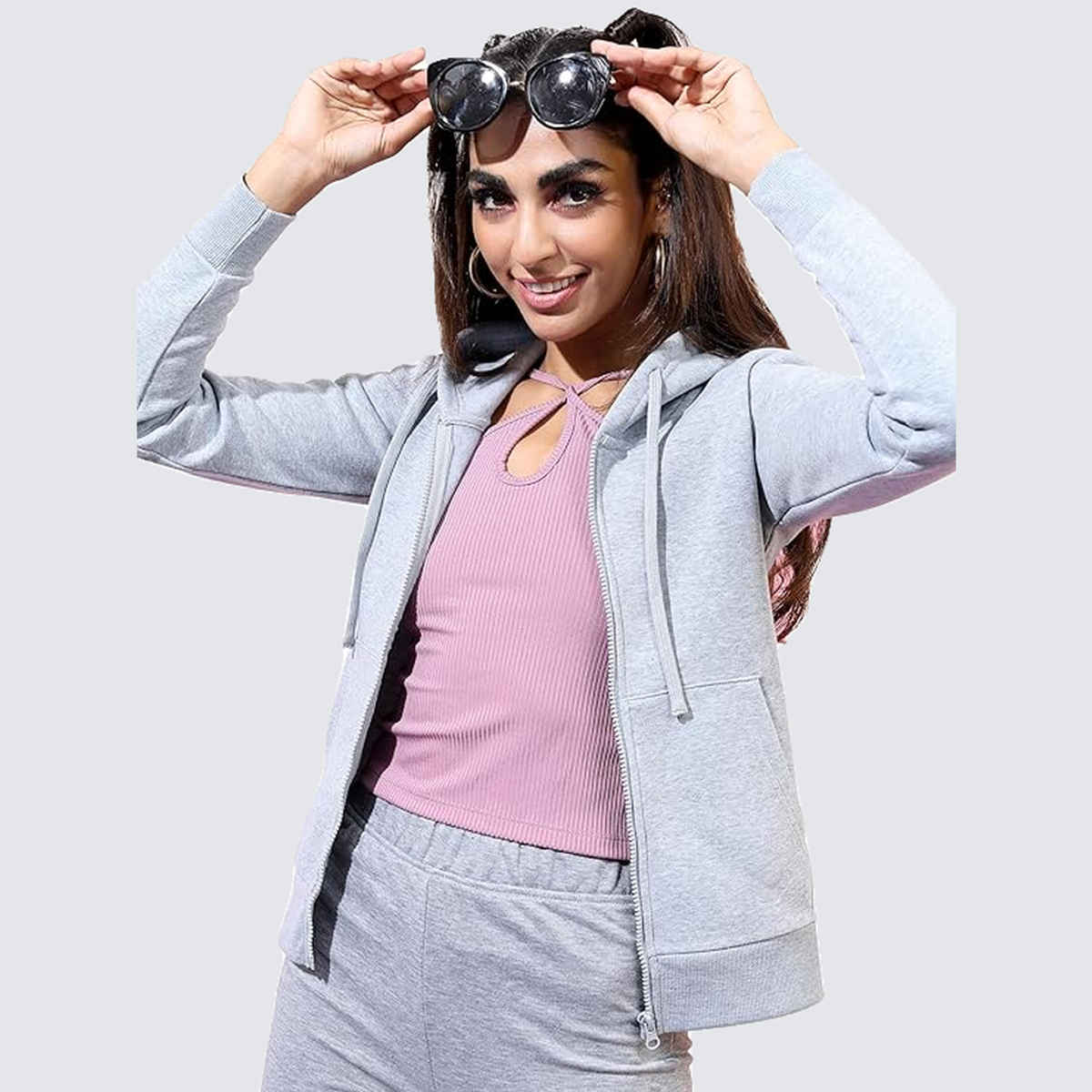 Ketch Women Full Sleeve Slim Fit Sweatshirt | Grey | S