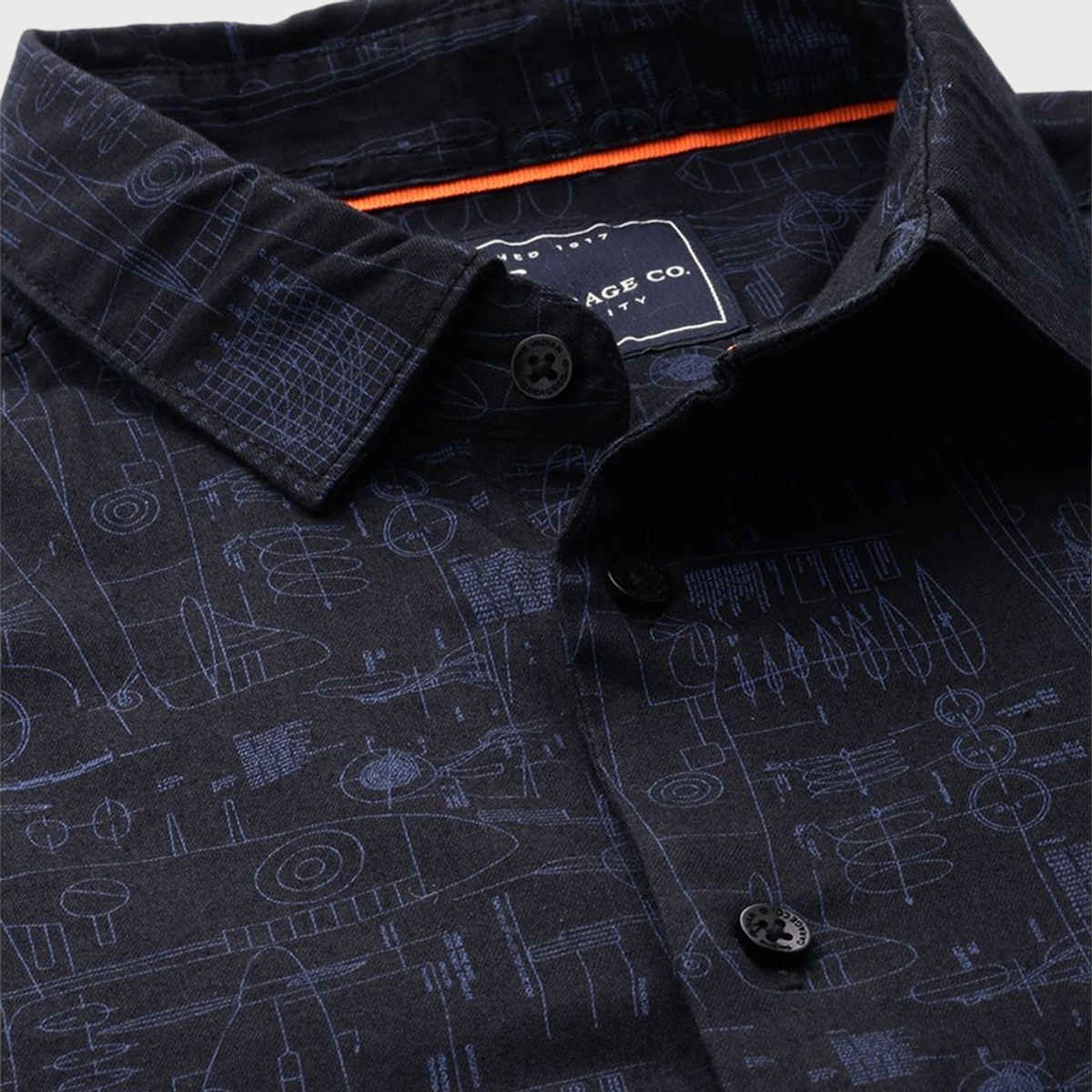 The Indian Garage Co Men's Slim Fit Abstract Print Casual Shirt | Black - L
