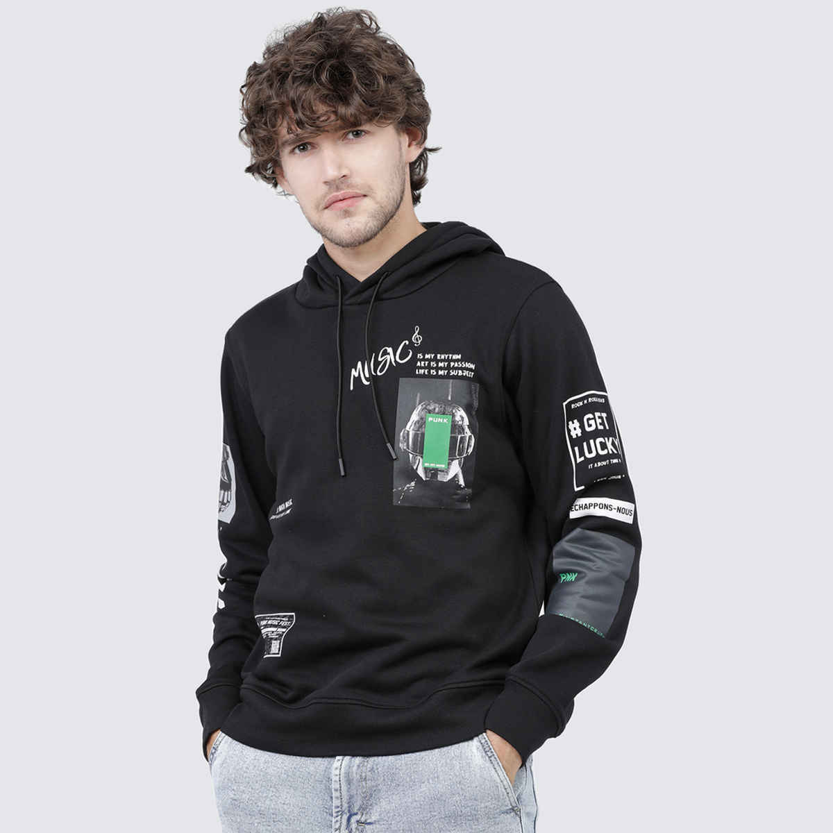 HIGHLANDER Men's Printed Hooded Sweatshirt | Black - S