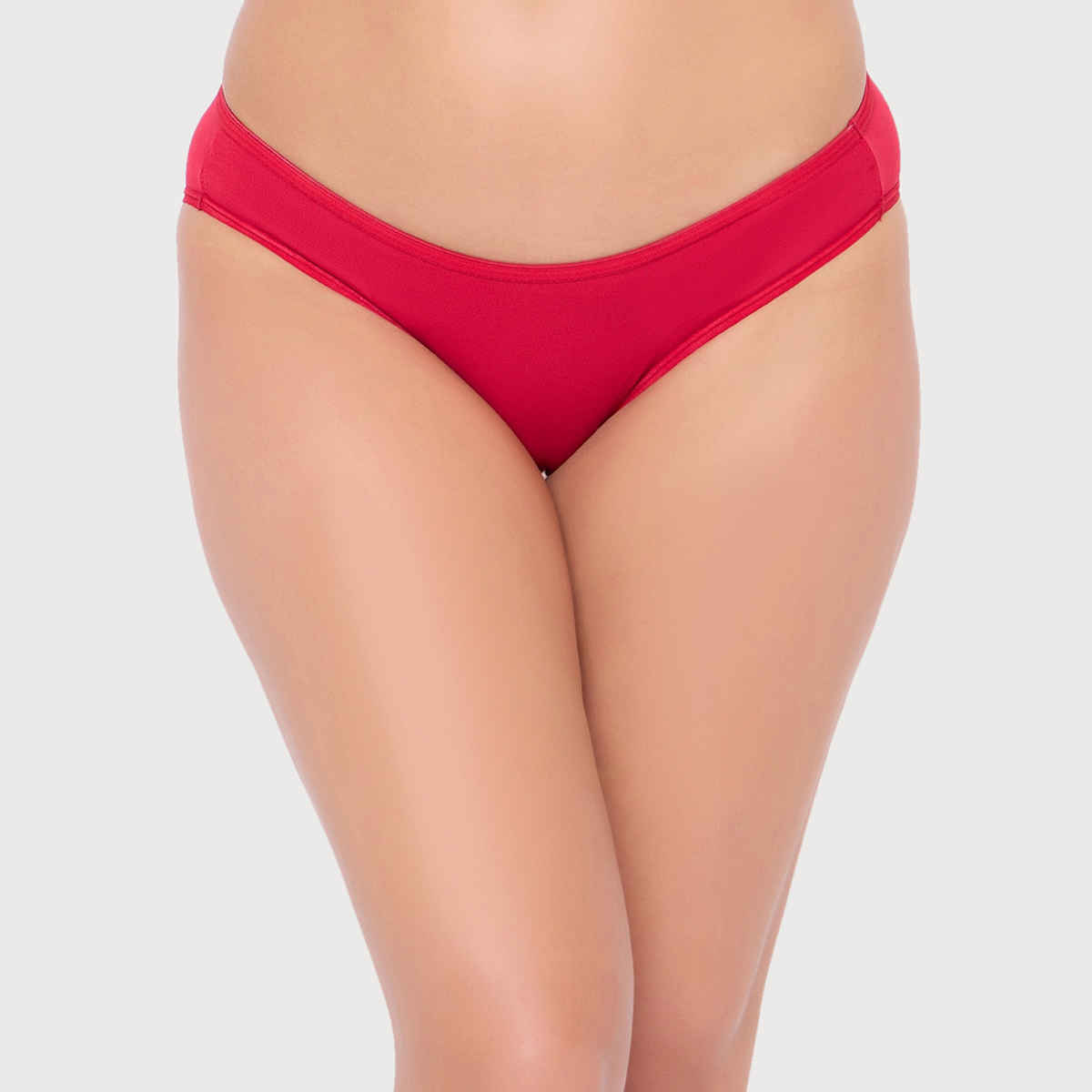 Clovia Cotton Pack Of 3 Spandex Low Waist Outer Elastic Bikini Panty (Red , Green , Black - L) - Multicolor