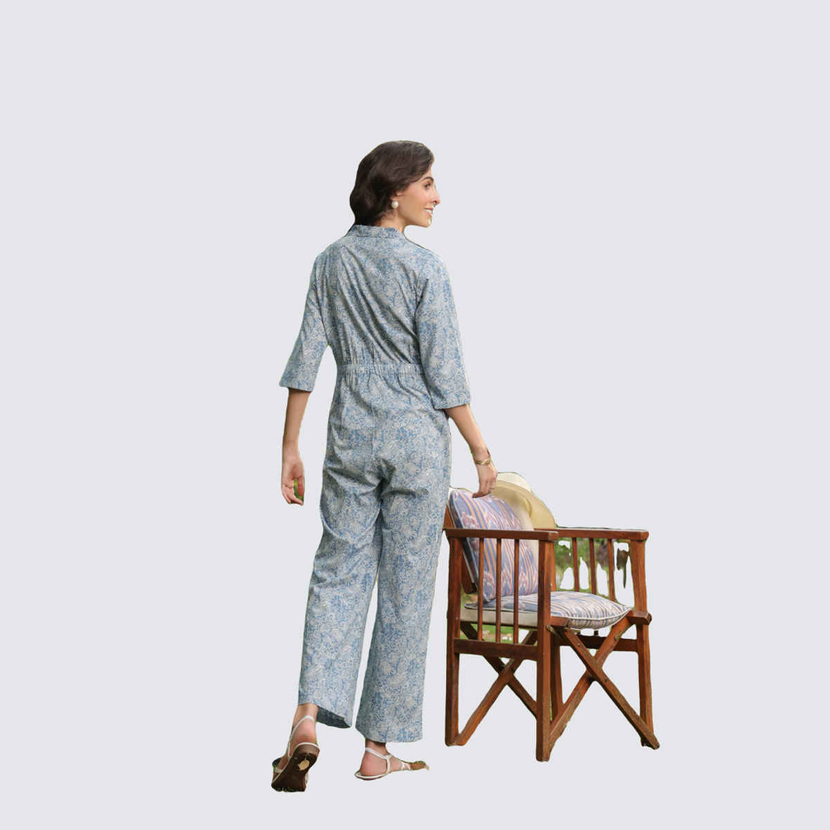 Jisora Women's Cotton Flex Jumpsuit (JS2552) | Blue - L