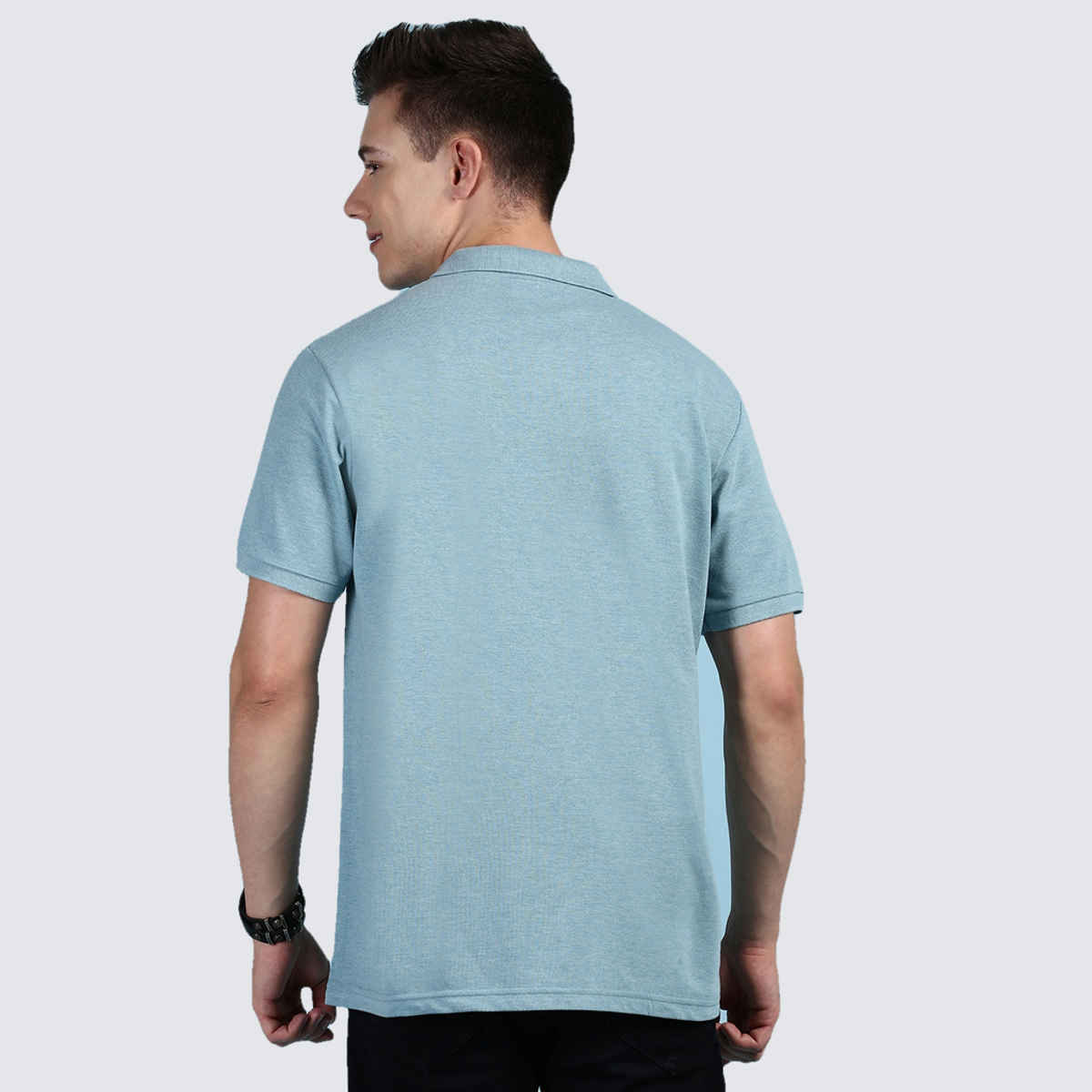 Lux Cozi Men's Solid Cotton Polo T-shirt with Pocket | Pal Green - S