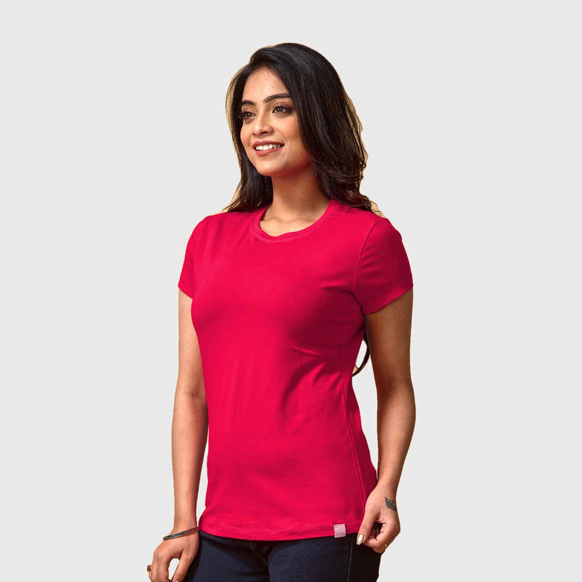 Lyra Women's T-shirt Round Neck Half Sleeve | Fuchsia - XL