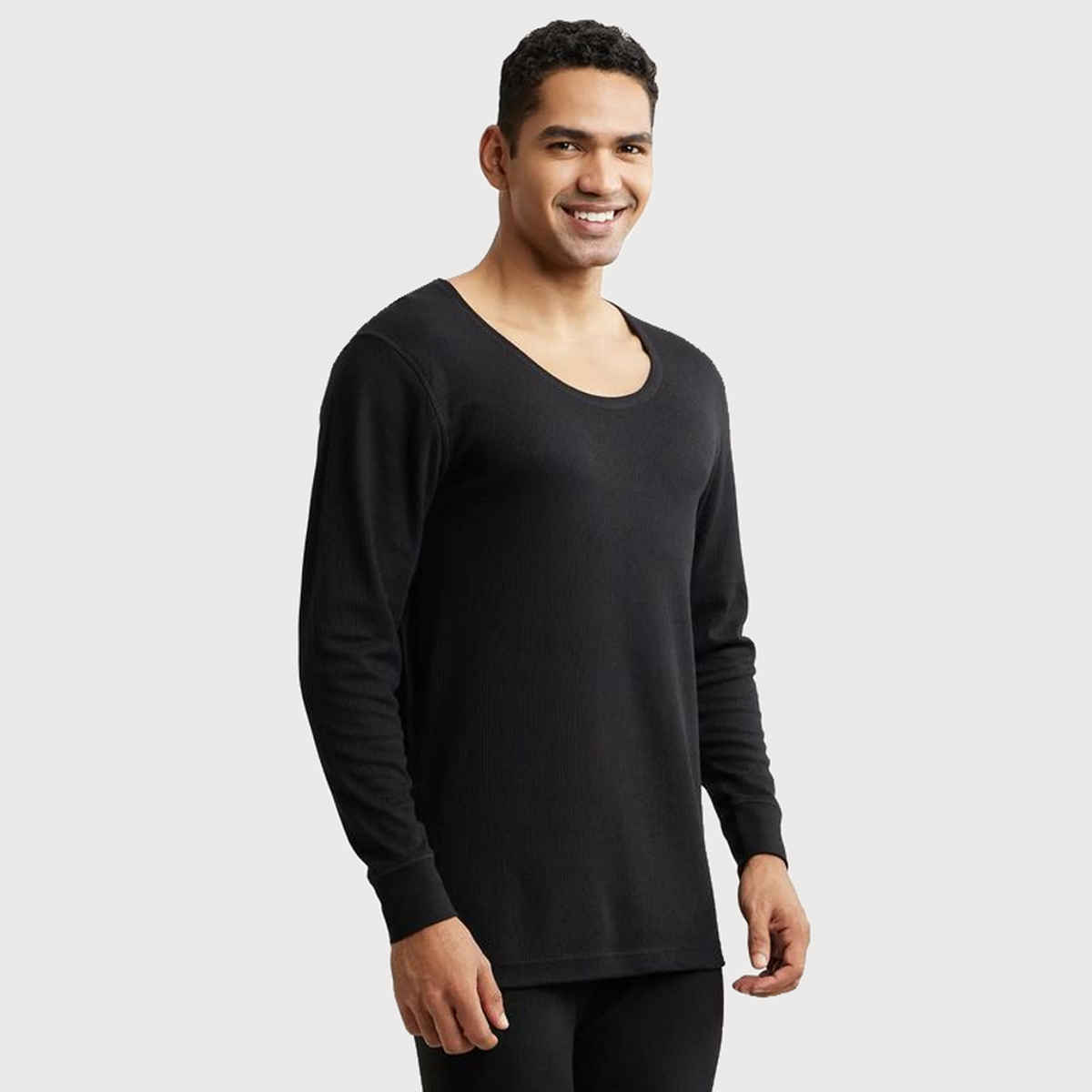 Jockey 2401 Men's Super Combed Cotton Rich Full Sleeve Thermal Undershirt | Black-S