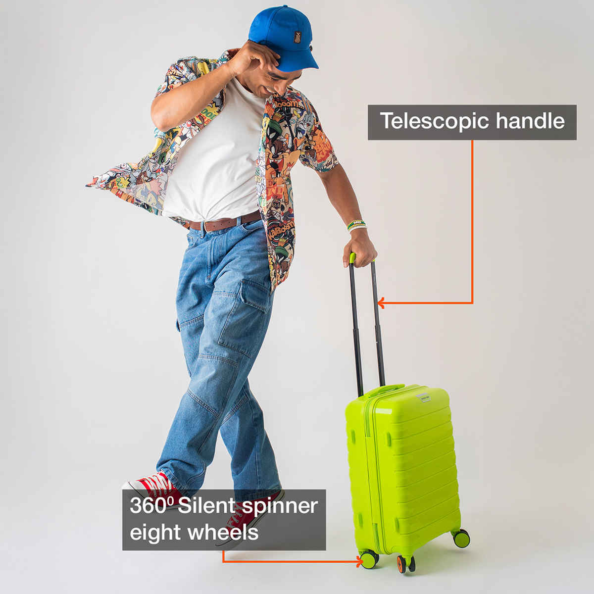 Nasher Miles Vienna Cabin Hard Sided Polypropylene 20 Inch|55 cm Trolley Bag - Neon Lime