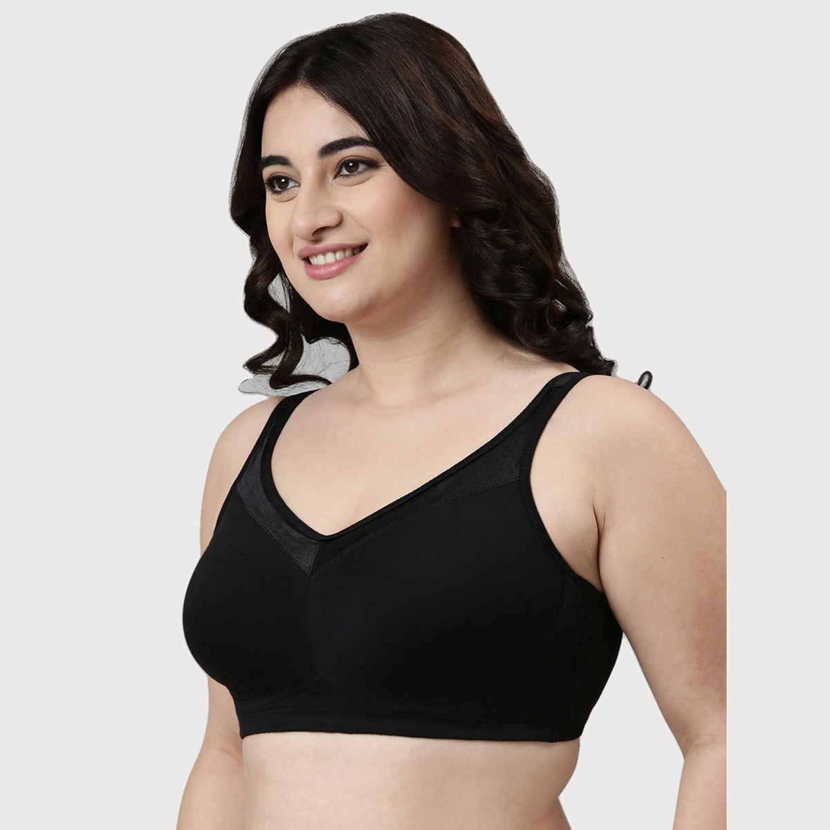 Enamor Women's A112 Super Lift Classic Full Support Cotton Bra | Non Padded | Wirefree | Black - 36D