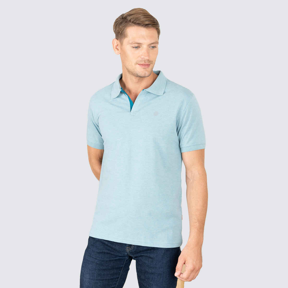 Lux Cozi Men's Cotton Polo T-Shirt, Pale Green, L