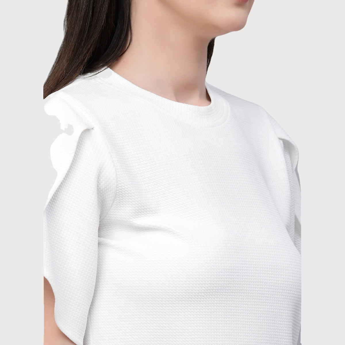 Style Quotient Women White Poly Knit Smart Casual Top | M | SS23SQDIVINE - White