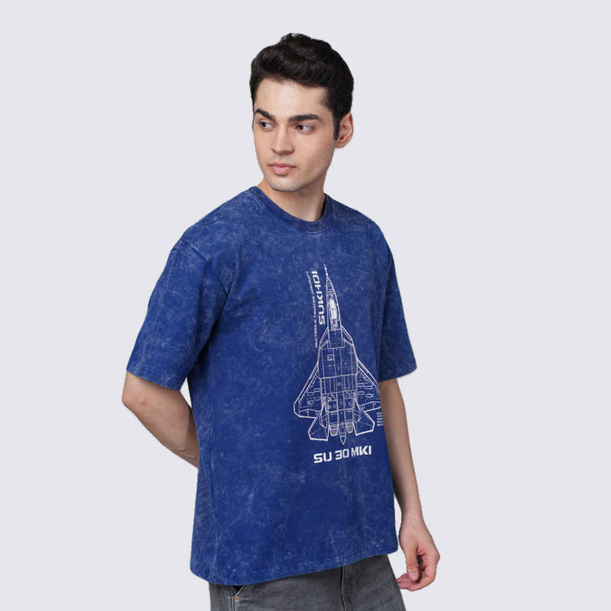 Outlaws Men's Cotton Premium Quality SUKHOI T-Shirt | Blue - 2XL