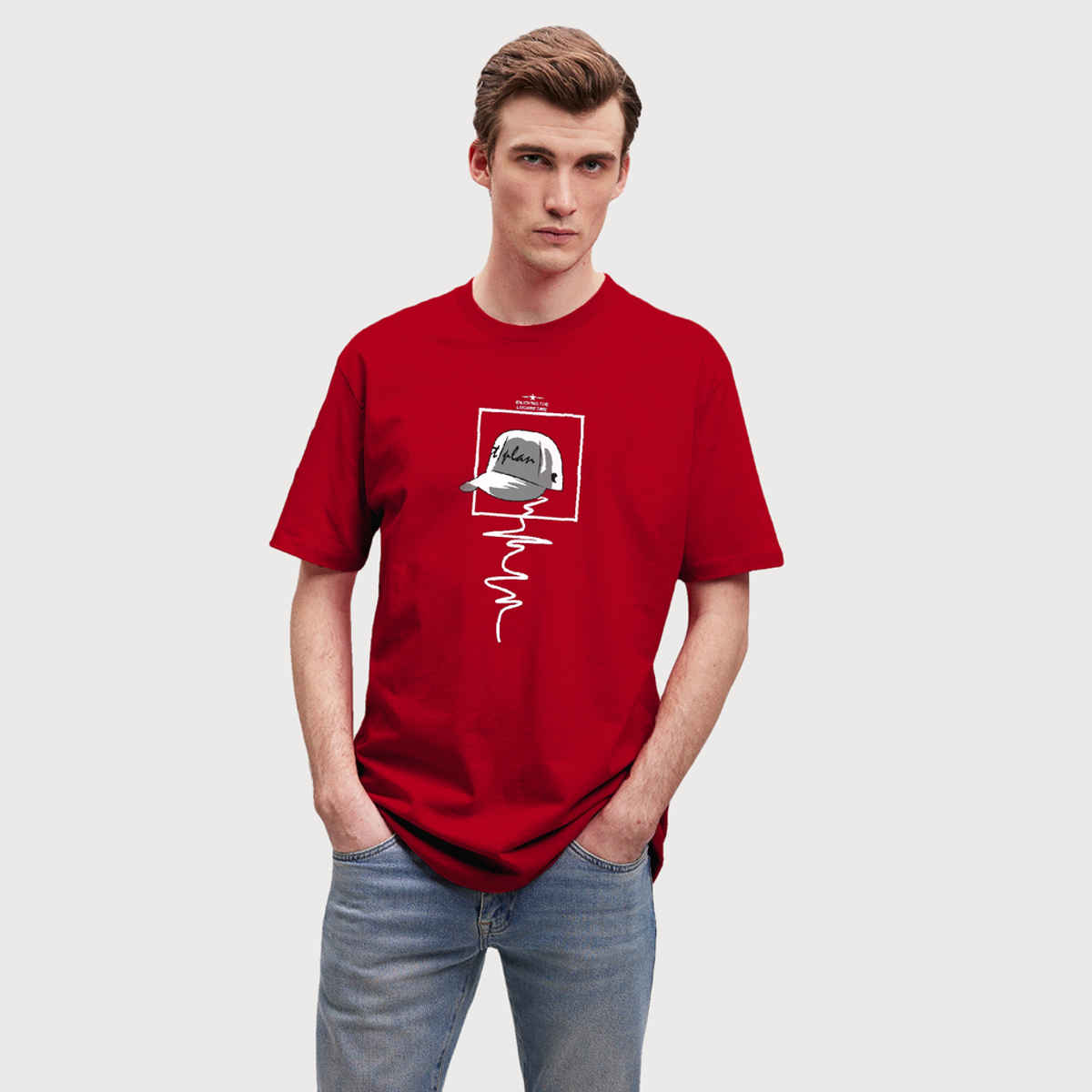 De Tees Men's Half Sleeve T-shirt | MHS-CAP | Red - M