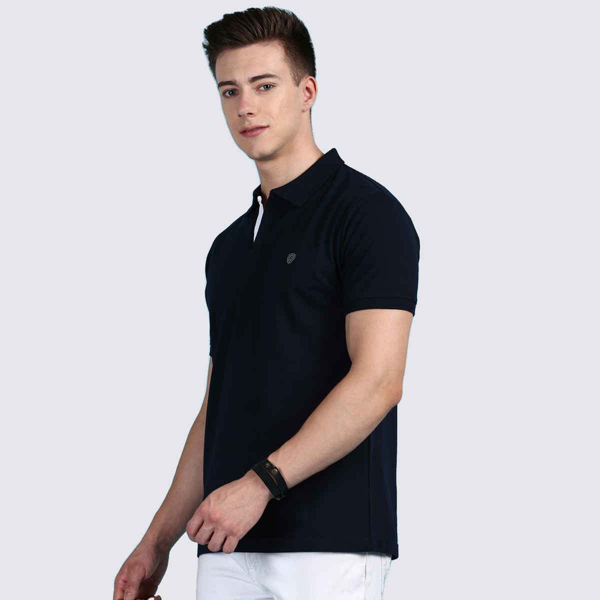 Lux Cozi Men's Solid Cotton Polo T-shirt | Navy - M