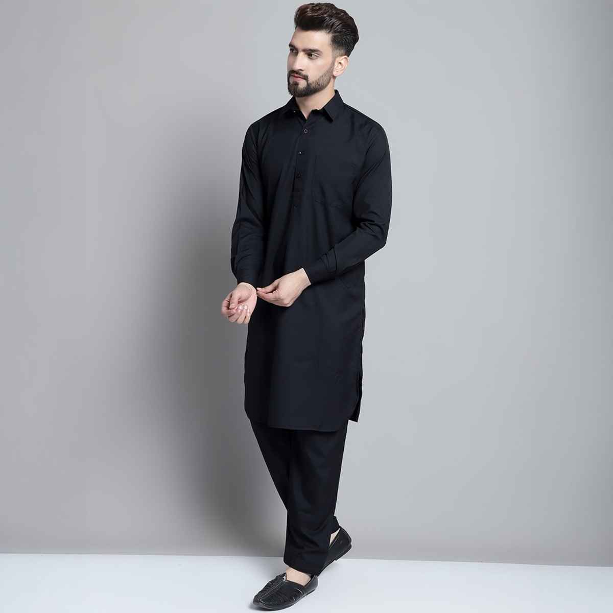 Jompers Men's Kurta Set | Black - M