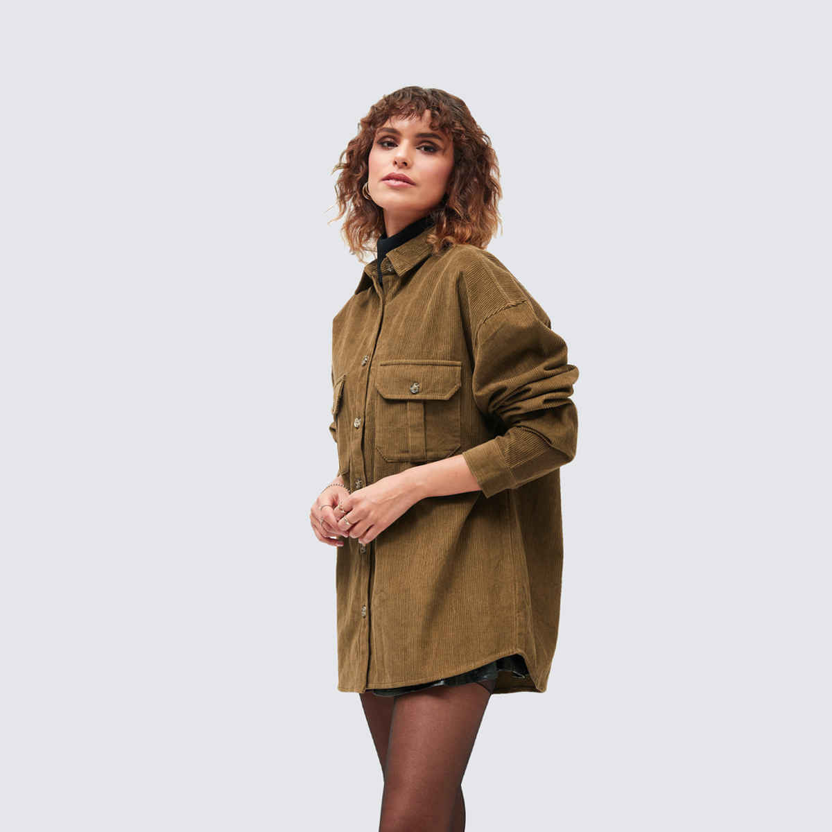 SASSAFRAS Women's Corduroy Oversized Shirt | Brown - XL