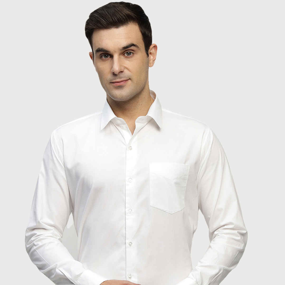 Hancock Men's Pure Cotton Slim Fit Formal Shirt | M | Spread Collar | White