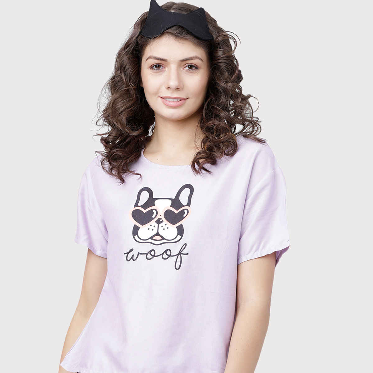 Tokyo Talkies Women's Graphic Printed Round Neck T-Shirt | Mauve and Black - L